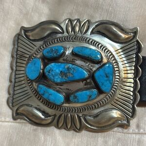 Vintage Navajo Golden Hills Turquoise Sterling Concho Belt by Terry Charlie Wow!